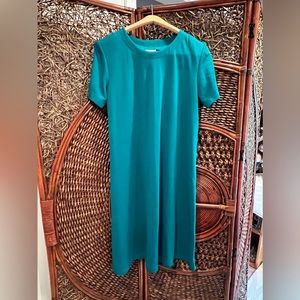 Vintage Knee Length Short Sleeve Knit Dress in Teal by Susan Graver Size Large